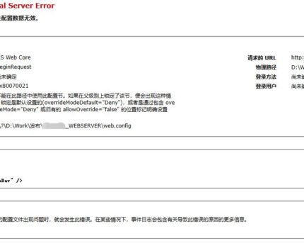 解决Arm系统中IIS 错误 500.19的问题